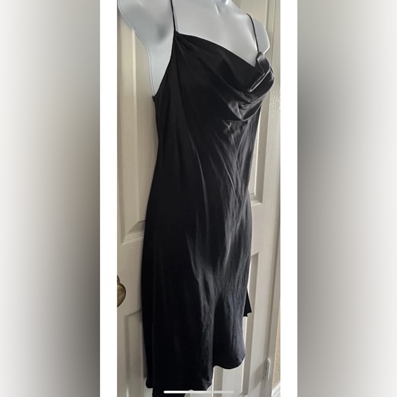 Y2K Victoria’s Secret Silk Black Draped Bias Cut Vintage Mini Gown Slip Dress M
